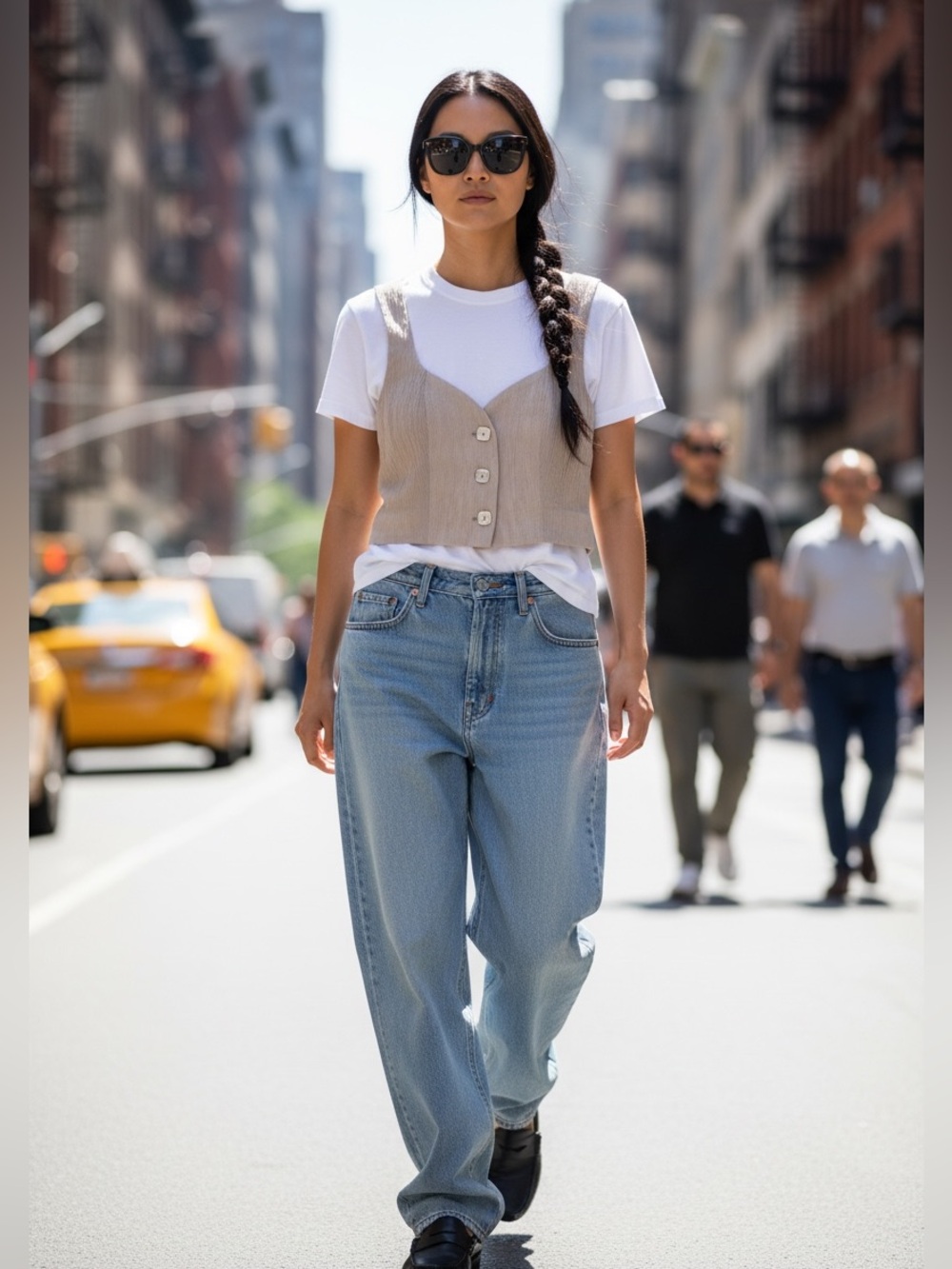 Jason Wu Tan Crinkle Plissé Cropped Tank Vest Top Pearl Buttons S